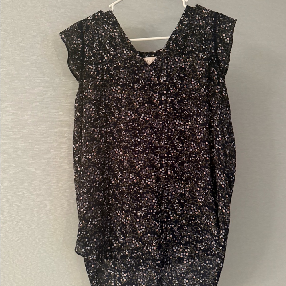 LOFT Dark Floral Print Blouse